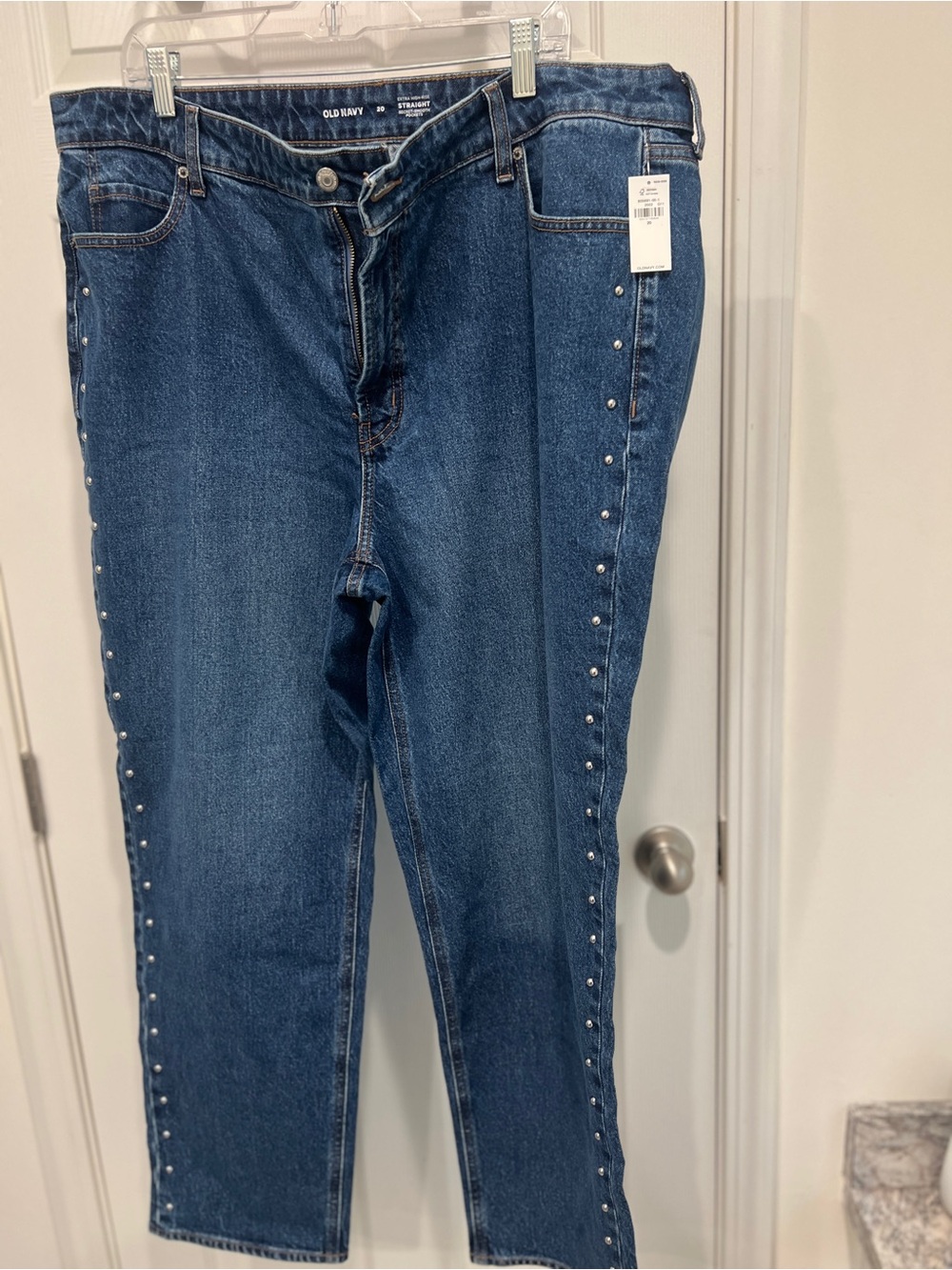 Old Navy Blue Straight-Leg Jeans with Silver Studs